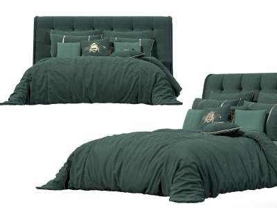 现代轻奢丝绒双人床